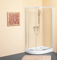 Kolpa San SQ Line TKP 100x100 cm íves zuhanykabin ezüst kerettel, átlátszó üveggel