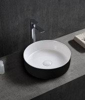 NIWELL Ana B&W pultra építhető, fekete-fehér kerek mosdó 36 cm