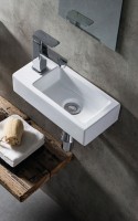 NIWELL Ona falra szerelhető kézmosó 37x18 cm, bal oldali csapteleplyukkal
