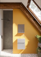 Savini Perla 40 cm komplett fürdőszobabútor SZETT, kézmosóval, tükörrel,  Magasfényű fehér 4050 szín