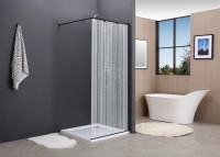N-smart Felicia Rain Black 100x195 cm Walk-in zuhanyfal, fekete profillal, mintás üveggel