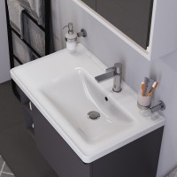 Duravit D-Neo 80x48 cm aszimmetrikus bútorba építhető vagy falra szerelhető mosdó, medence rész jobb