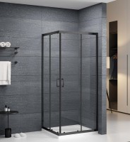 Roltechnik Project Line Sundis Black 80x80 cm szögletes zuhanykabin tolóajtókkal, fekete kerettel