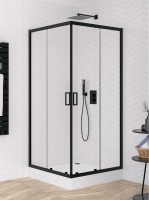 New Trendy Suvia Black 80x80 cm szögletes zuhanykabin, Active Shield vízlepergető üvegbevonattal + F