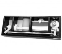 Roltechnik Optimo White 6999-99 4 darabos fehér-króm rozsdamentes fürdőszobai kiegészító szet